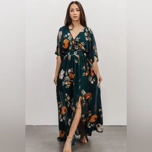 XXL Baltic Born Kia Kimono Maxi Dress, Deep Topaz Floral